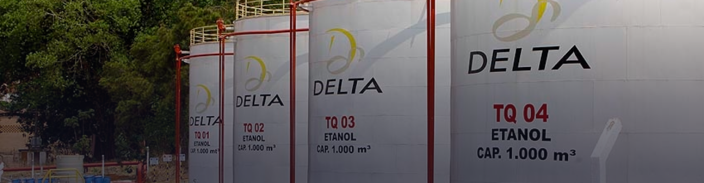 Banner com tanques de biodiesel da Delta