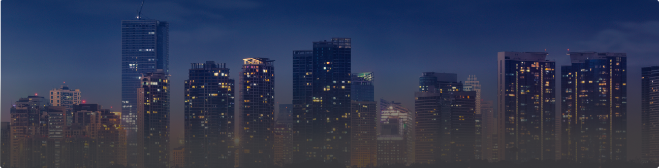 Imagem ilustrando prédios em uma cidade a noite