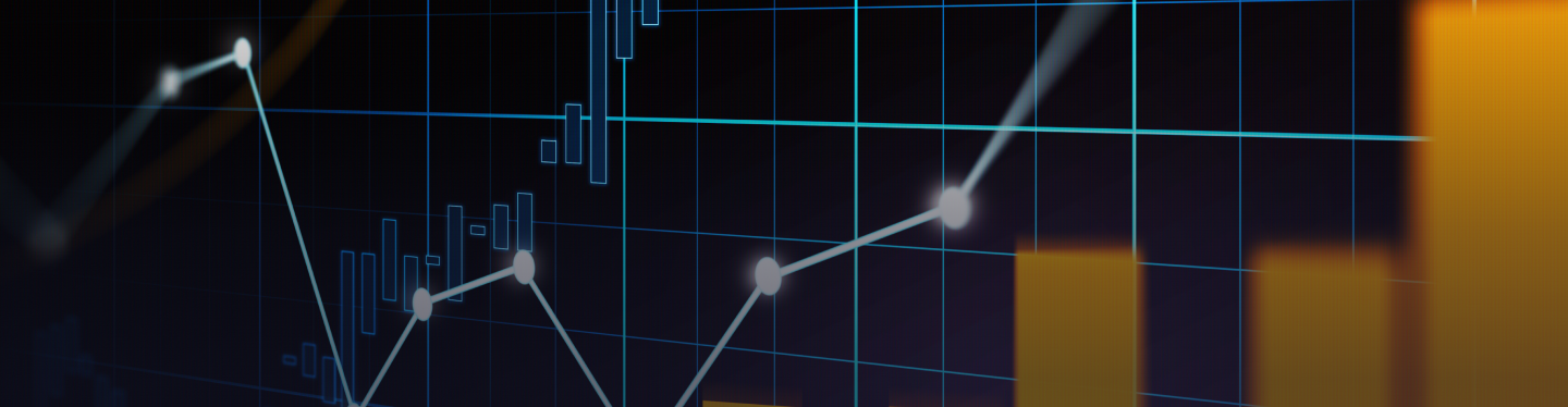 Banner com gráfico de linhas e barras